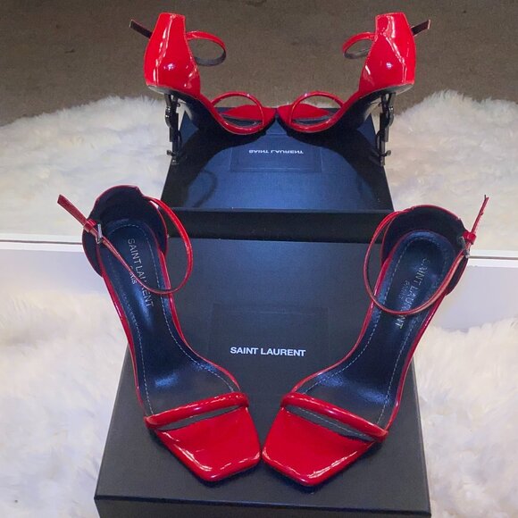 Saint Laurent Opyum YSL High Heel Sandals Red US7.5 E38+ - Picture 4 of 14